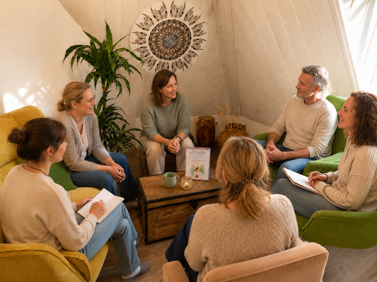 Workshop-Gruppe Erwachsener im Kreis